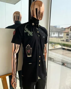 The Reloaded vintage charcoal black “Havana” French safari shirt