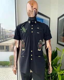The Reloaded vintage charcoal black “Havana” French safari shirt