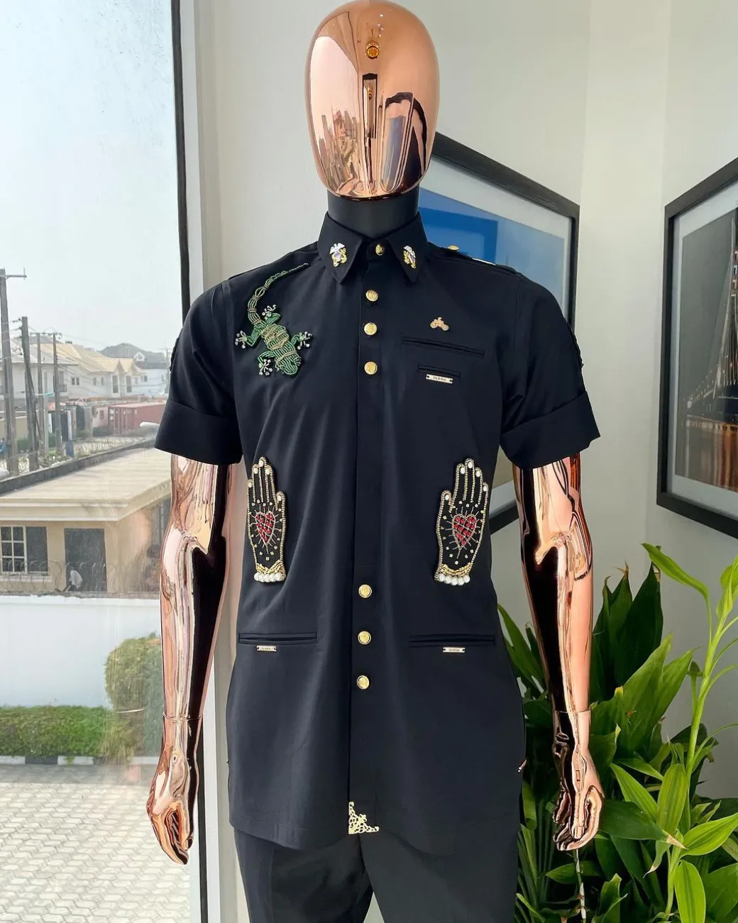 The Reloaded vintage charcoal black “Havana” French safari shirt