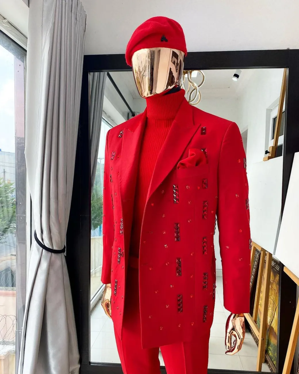 The “Sinclair” red monochrome double breasted suit