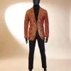 The “Young and Restless” fire orange peak lapel sequin suit