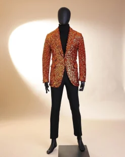 The “Young and Restless” fire orange peak lapel sequin suit
