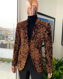 The “Young and Restless” fire orange peak lapel suit
