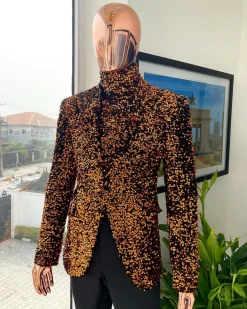 The “Young and Restless” fire orange peak lapel suit