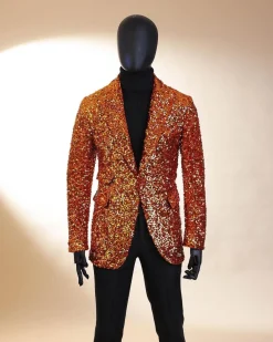The “Young and Restless” fire orange peak lapel sequin suit
