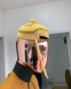 Yellow Ibo Traditional Beaded Wedding Royal Hats
